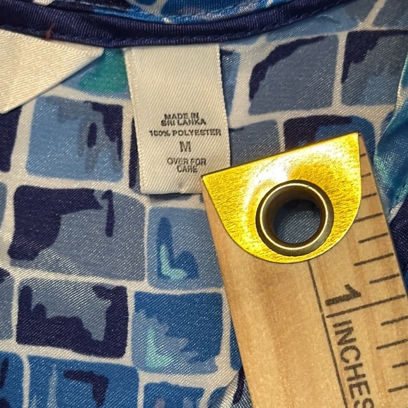 Victoria's Secret Satin Sleep Shirt in Blue Geometric Tile Print Size M - Picture 8 of 10